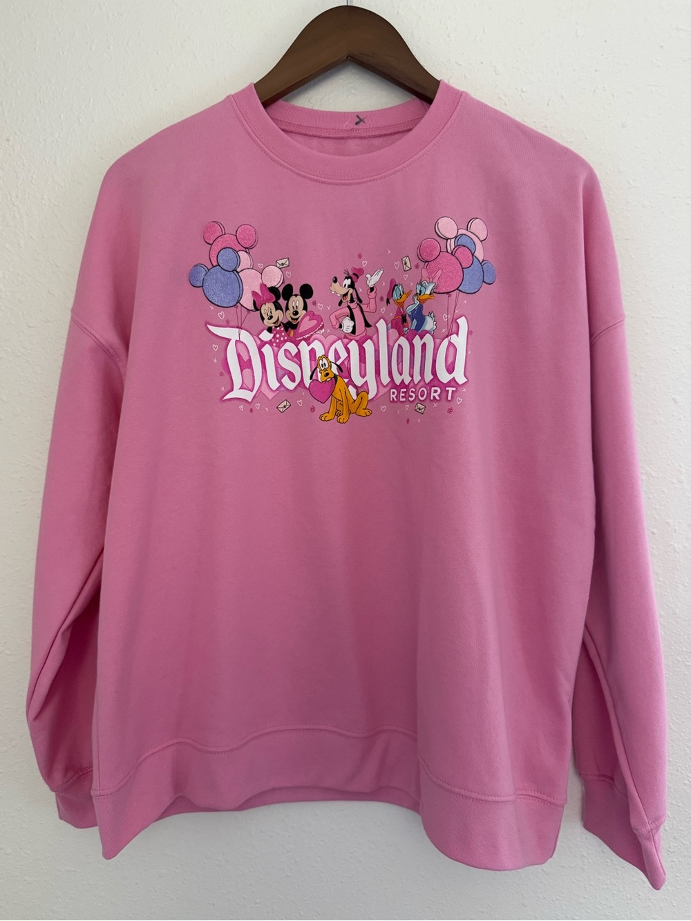 Disneyland Resort Pink Character Crewneck Sweatshirt Size Small NWT